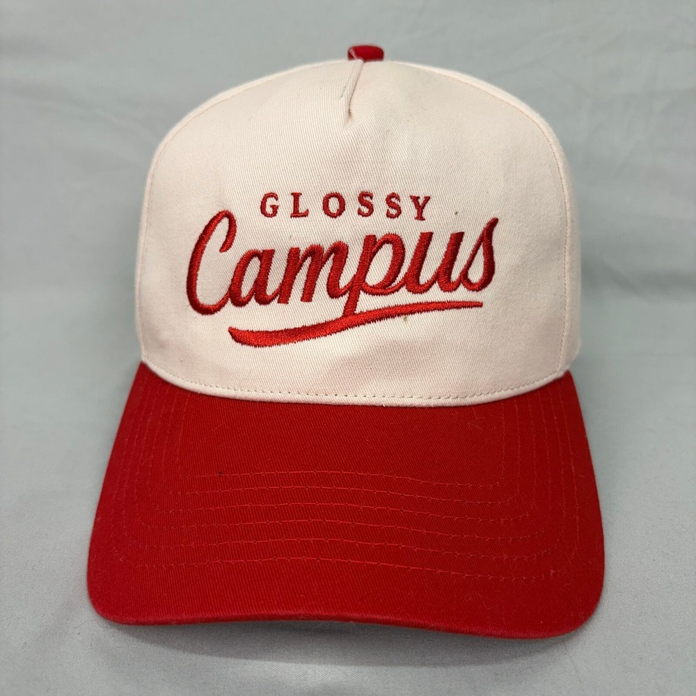 Toptie Snapback Hat Glossy Campus Mens OSFA Red Cream Embroidered Cap